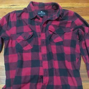 Red and Black Plaid Long Sleeve Button Down